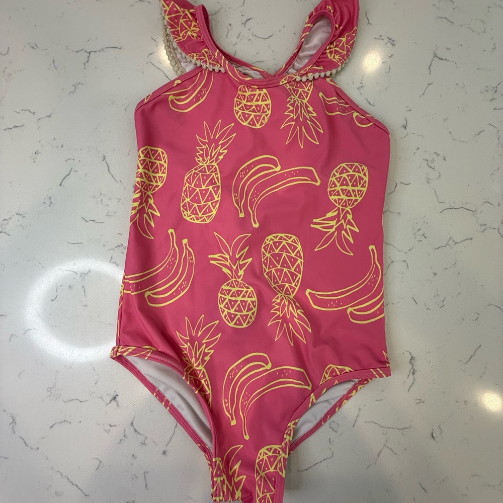 Pink and Yellow Kids Swim One Piece